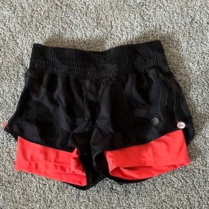 work out shorts with biker shorts underneath size XS